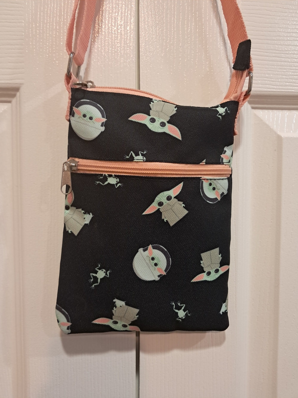 Star Wars Baby Yoda (Grogu) Black and Coral Crossbody Bag